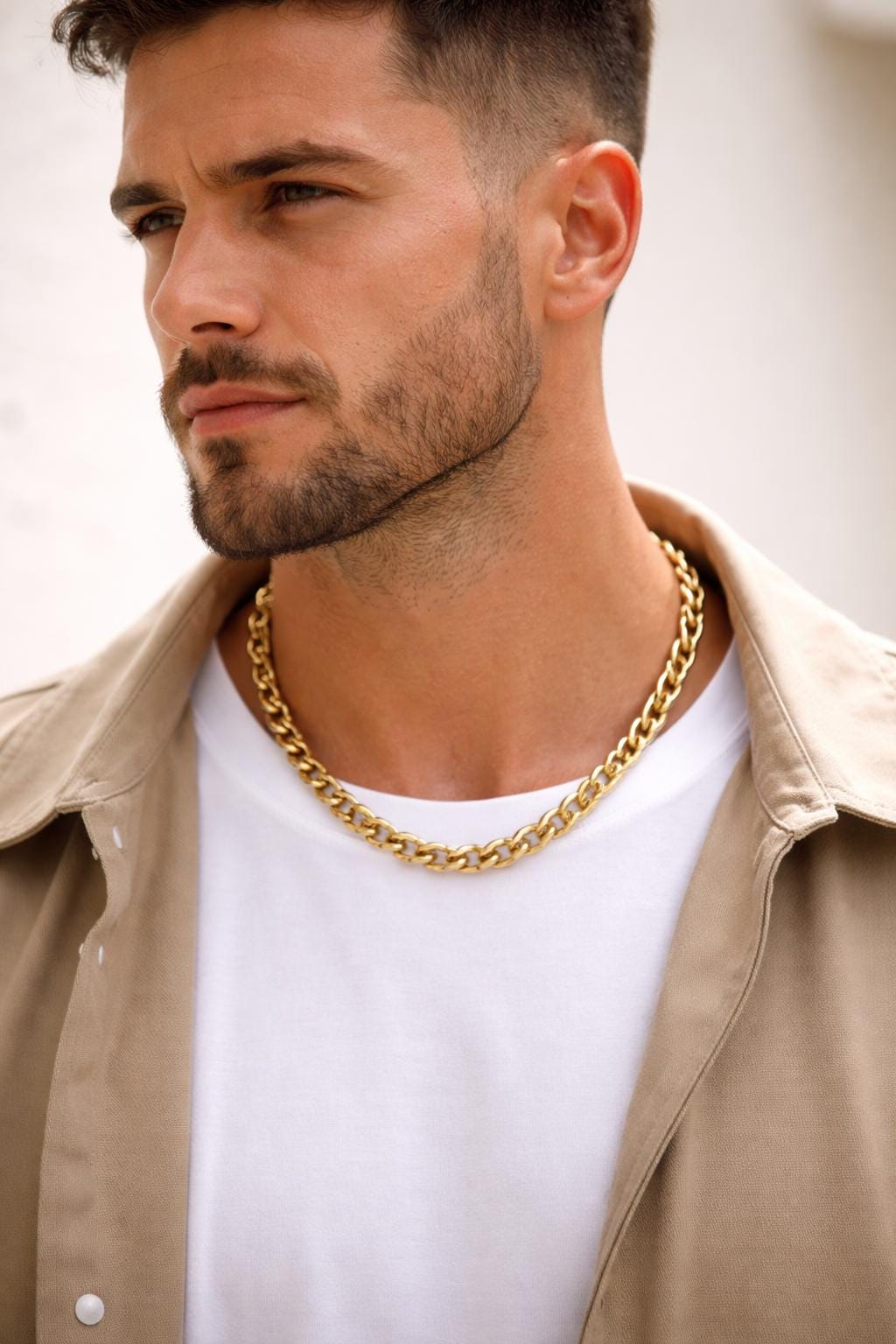 18K Boutique Gold Stainless Steel Curb Chain: Tarnish-Free Waterproof Finish, Sizes 4mm-10mm | Hypoallergenic, Durable | Supply By Yard