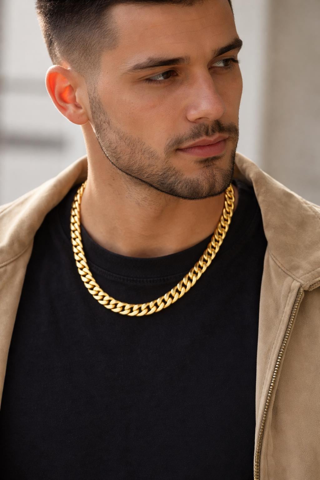 18K Boutique Gold Stainless Steel Curb Chain: Tarnish-Free Waterproof Finish, Sizes 4mm-10mm | Hypoallergenic, Durable | Supply By Yard