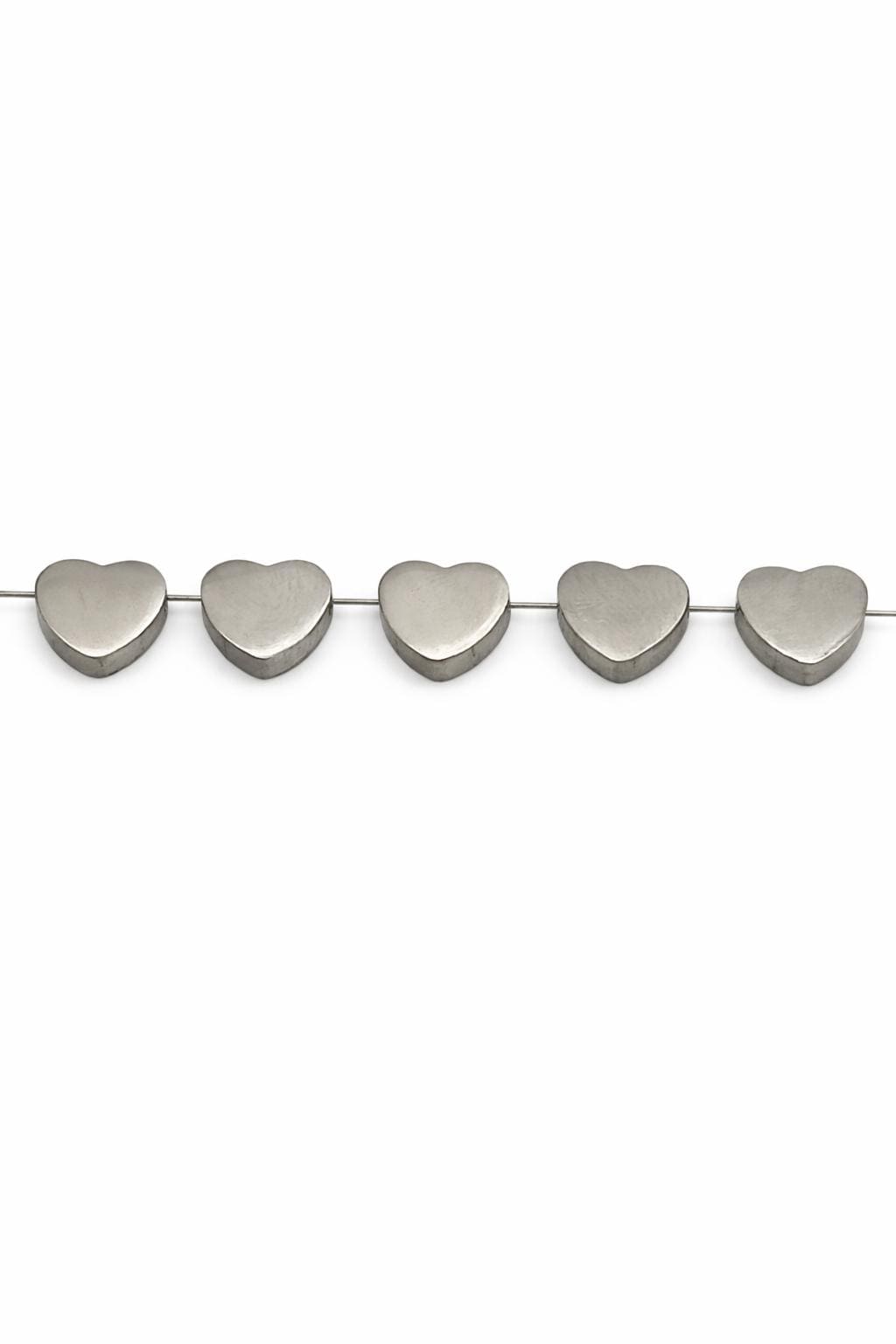Heart Slider Beads - Classic Stainless Steel Jewelry Parts - 10mm Polished Hearts, 12pcs Pack, DIY Craft Use