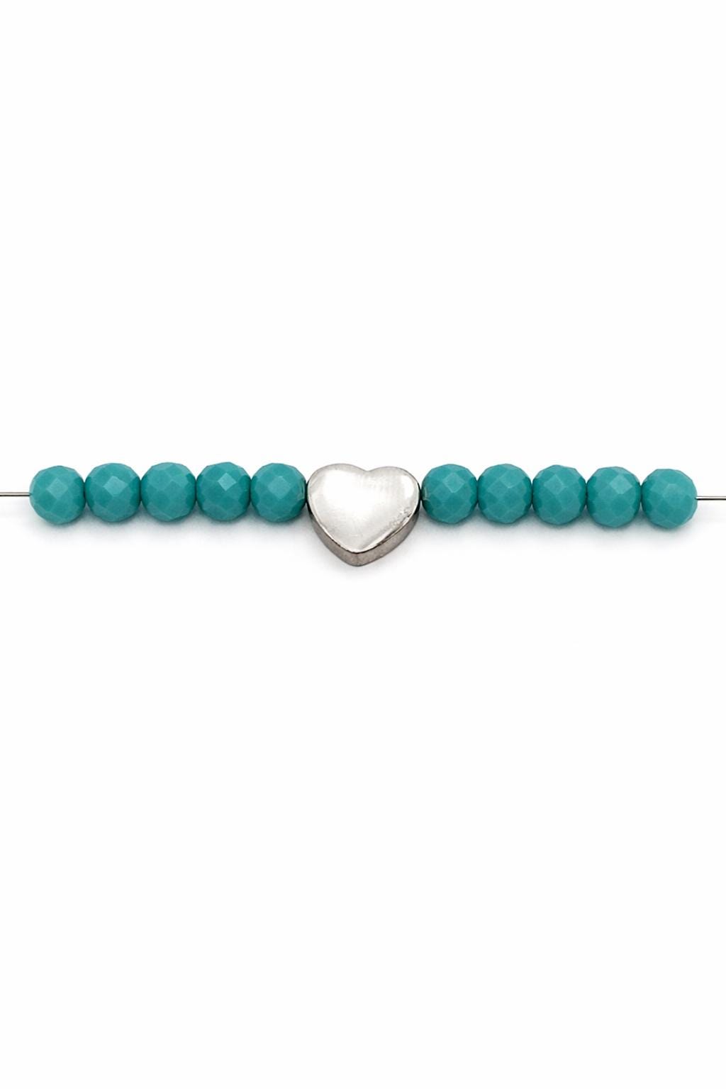 Heart Slider Beads - Classic Stainless Steel Jewelry Parts - 10mm Polished Hearts, 12pcs Pack, DIY Craft Use