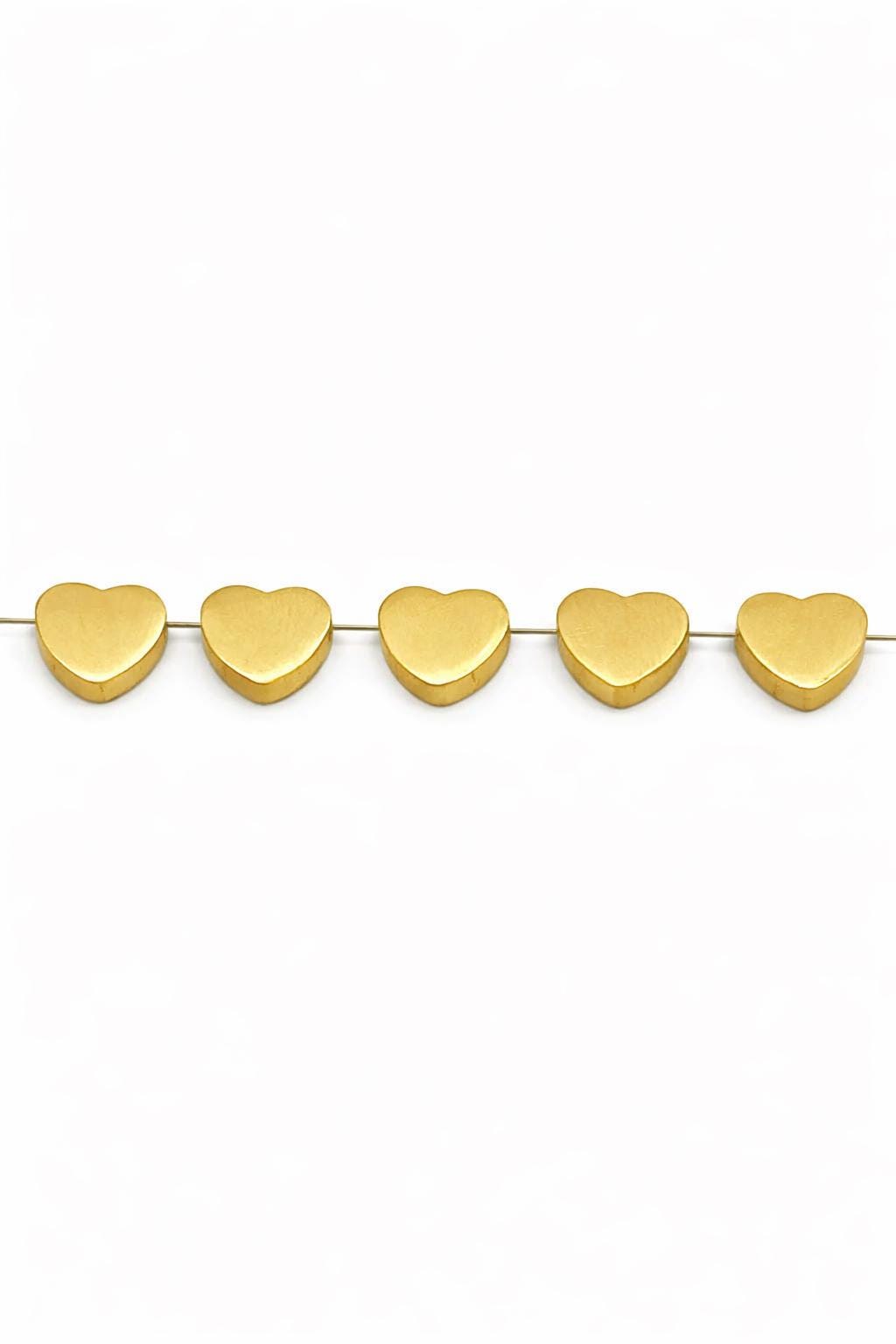 Heart Slider Beads - Classic Stainless Steel Jewelry Parts - 10mm Polished Hearts, 12pcs Pack, DIY Craft Use