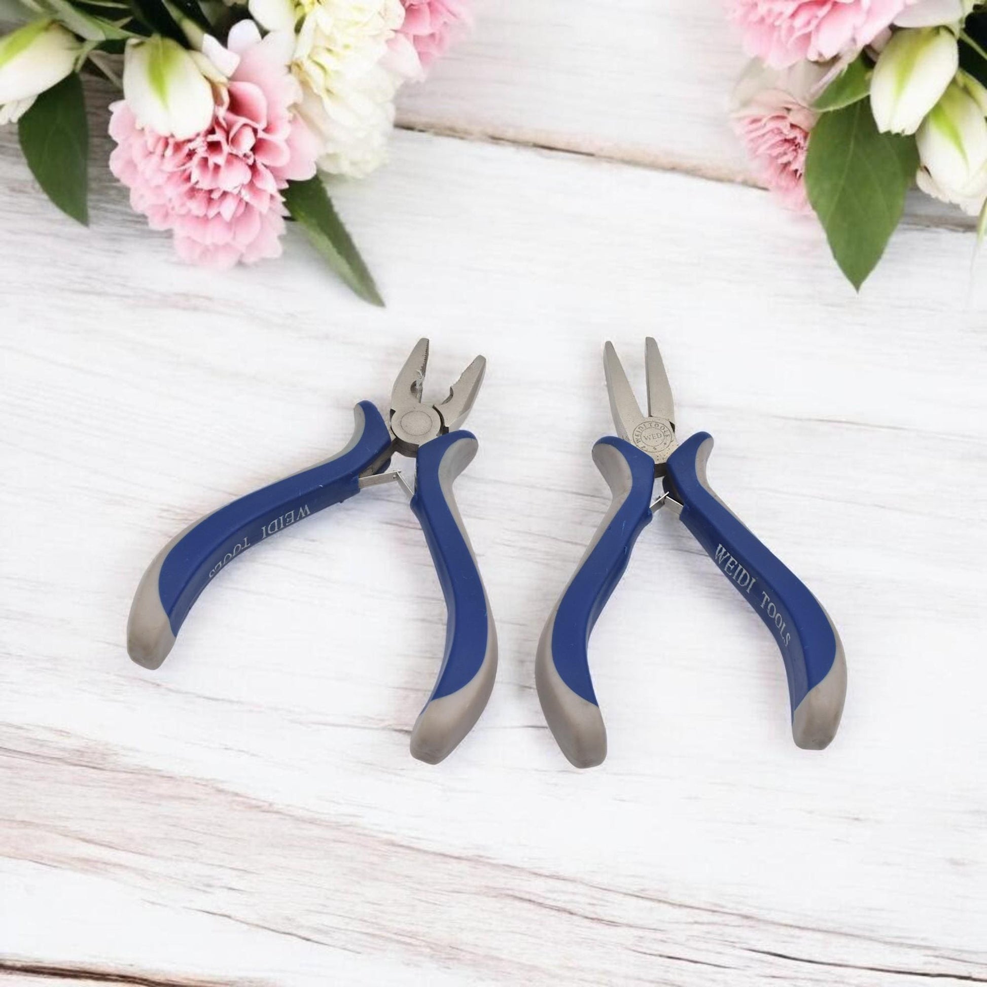 Jewelry Flat Nose Precision Pliers - Wire Wrapping Tool, Blue Comfort Grip Handles - Non-Slip, Durable Craft Use