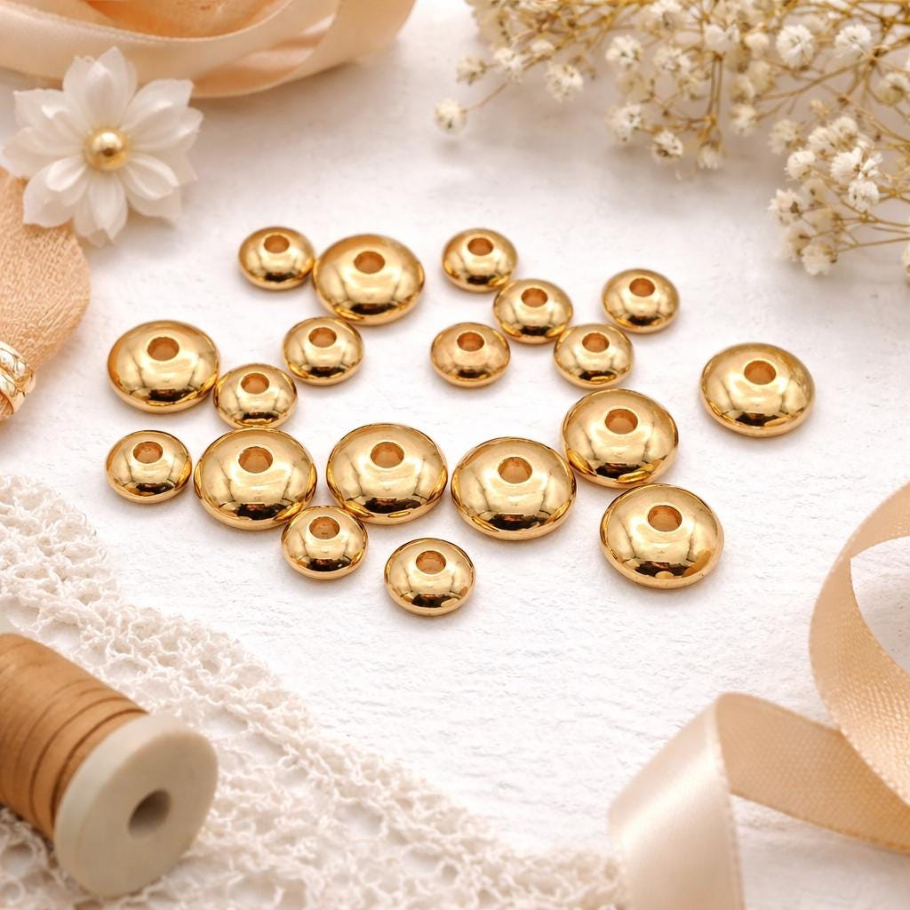 Gold Filled Findings - 8x3mm & 6x3mm Rondelle Spacer Beads - Electroplated Durable Finish, Copper Core, Crafting Jewelry Components