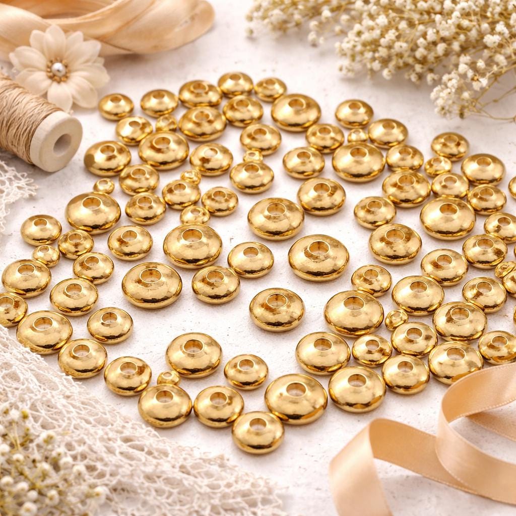 Gold Filled Findings - 8x3mm & 6x3mm Rondelle Spacer Beads - Electroplated Durable Finish, Copper Core, Crafting Jewelry Components