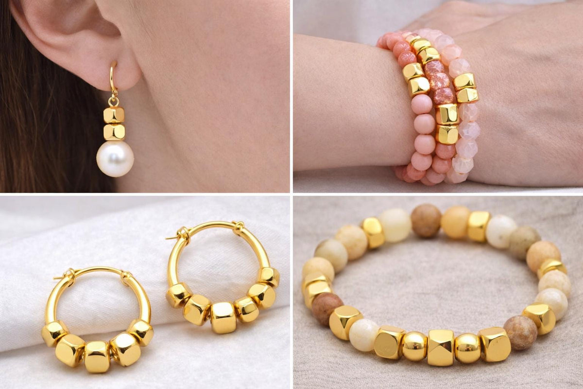 Cube Hexagon Beads - Faceted Spacer Beads Gold Filled Alternative - Tarnish-Resistant Finish, 2mm to 6mm, Jewelry Making