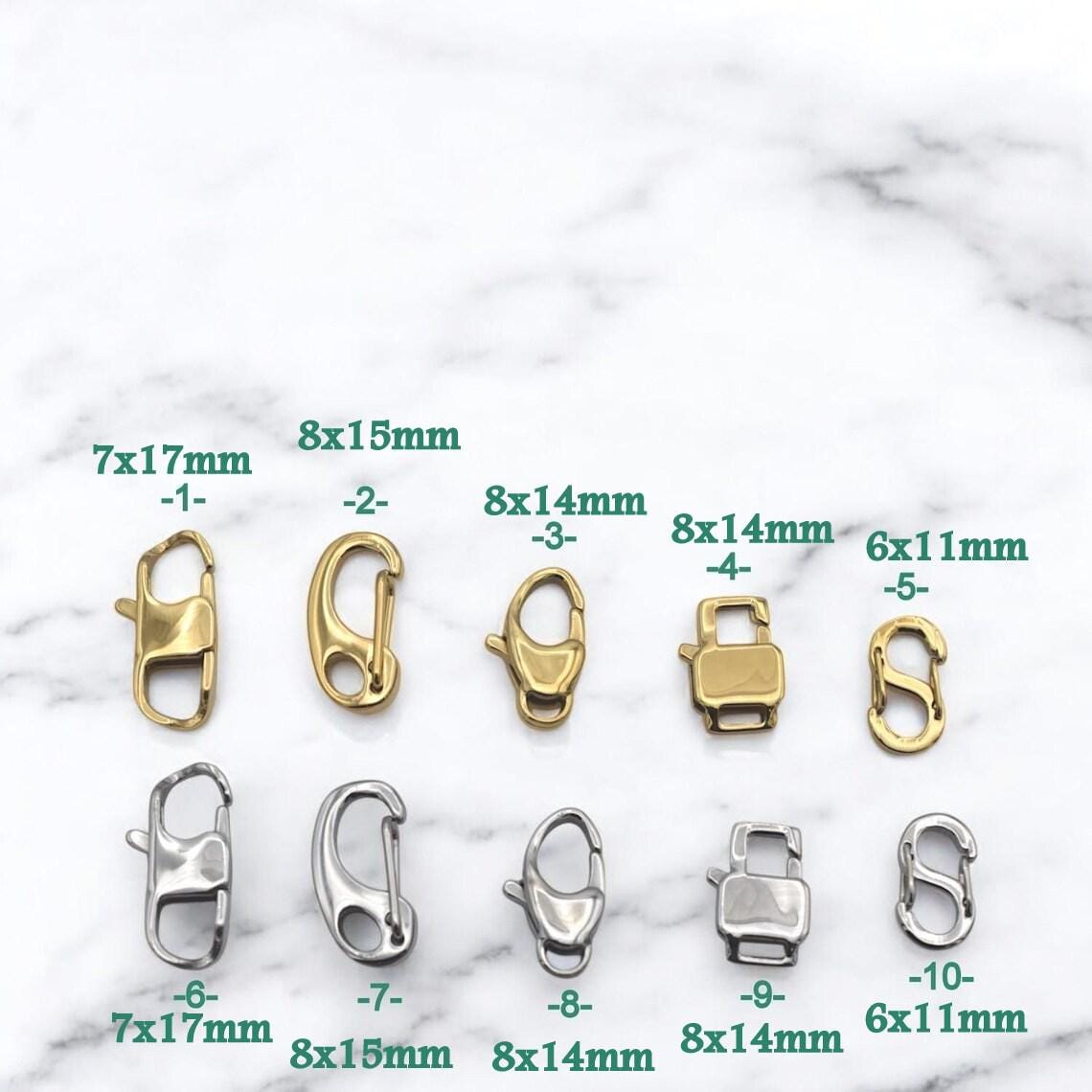 Gold Plated Lobster Clasps Snap: Jewelry Connectors for Necklaces Bracelets (Rectangle Shape, Gold & Silver Tone, 3 Pieces)