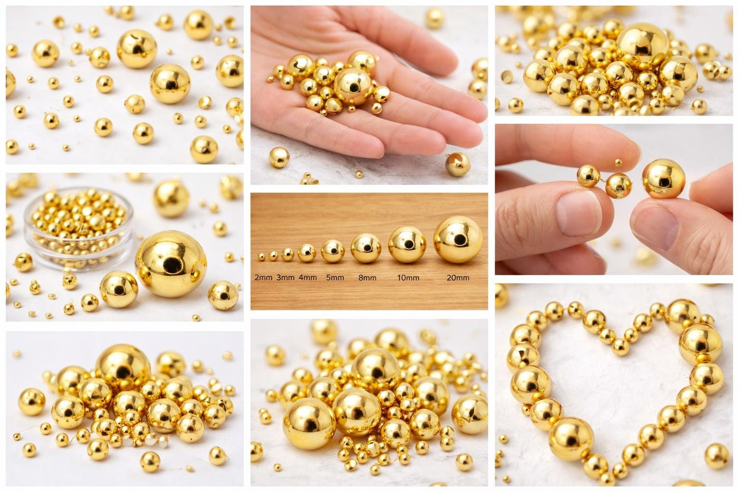 18K Findings EP Beads: Smooth Polished Gold Filled Alternative - Tarnish Resistant, Copper Base Metal, Multi-Size Options for Jewelry Making