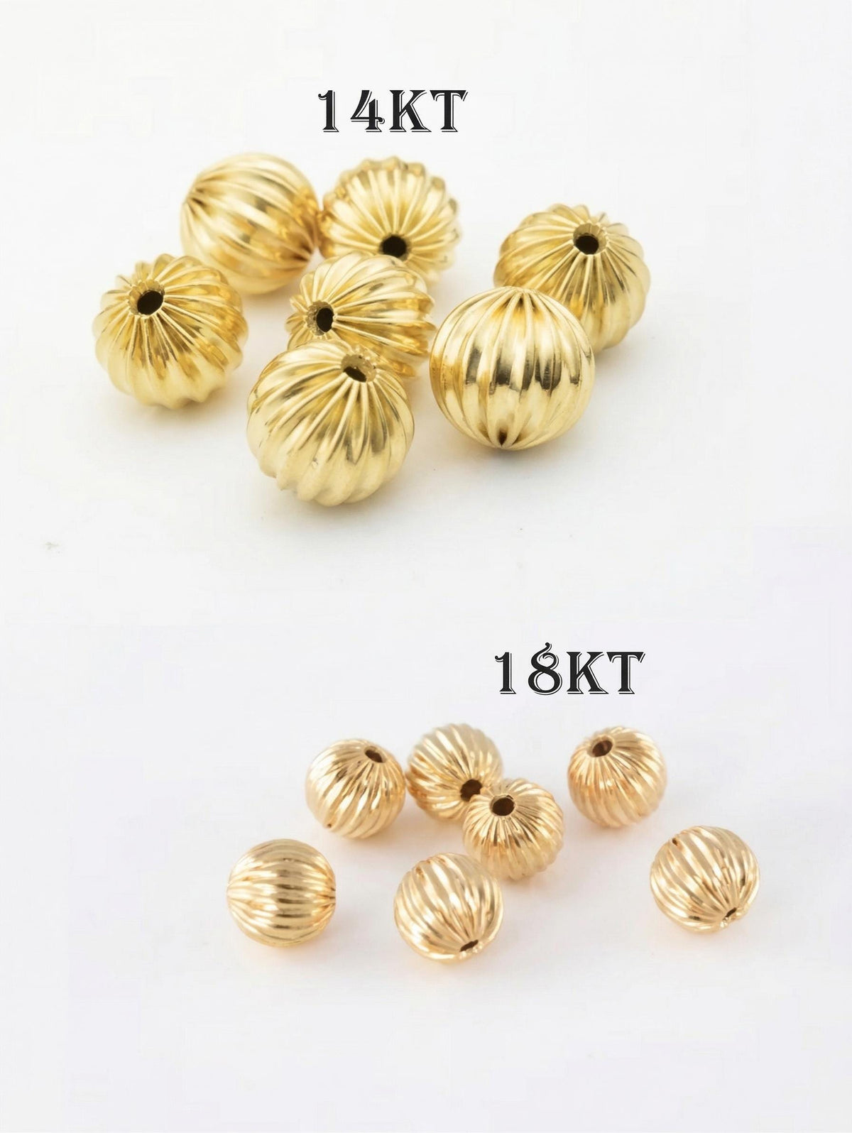Gold Filled Alternative 18K/14K Jewelry Findings, Watermelon Diamond Cut Round Balls (Sizes 4mm-10mm)