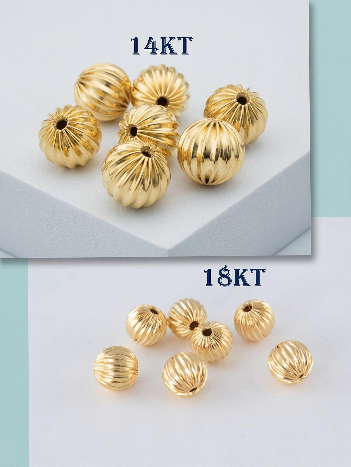 Gold Filled Alternative 18K/14K Jewelry Findings, Watermelon Diamond Cut Round Balls (Sizes 4mm-10mm)