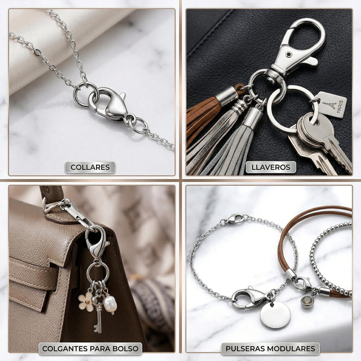 Nickel Safe Clasps Lobster Clasps: Mirror Polish Silver Tone - 304 Stainless Steel, Spring Action, Everyday Wear, Multiple Sizes