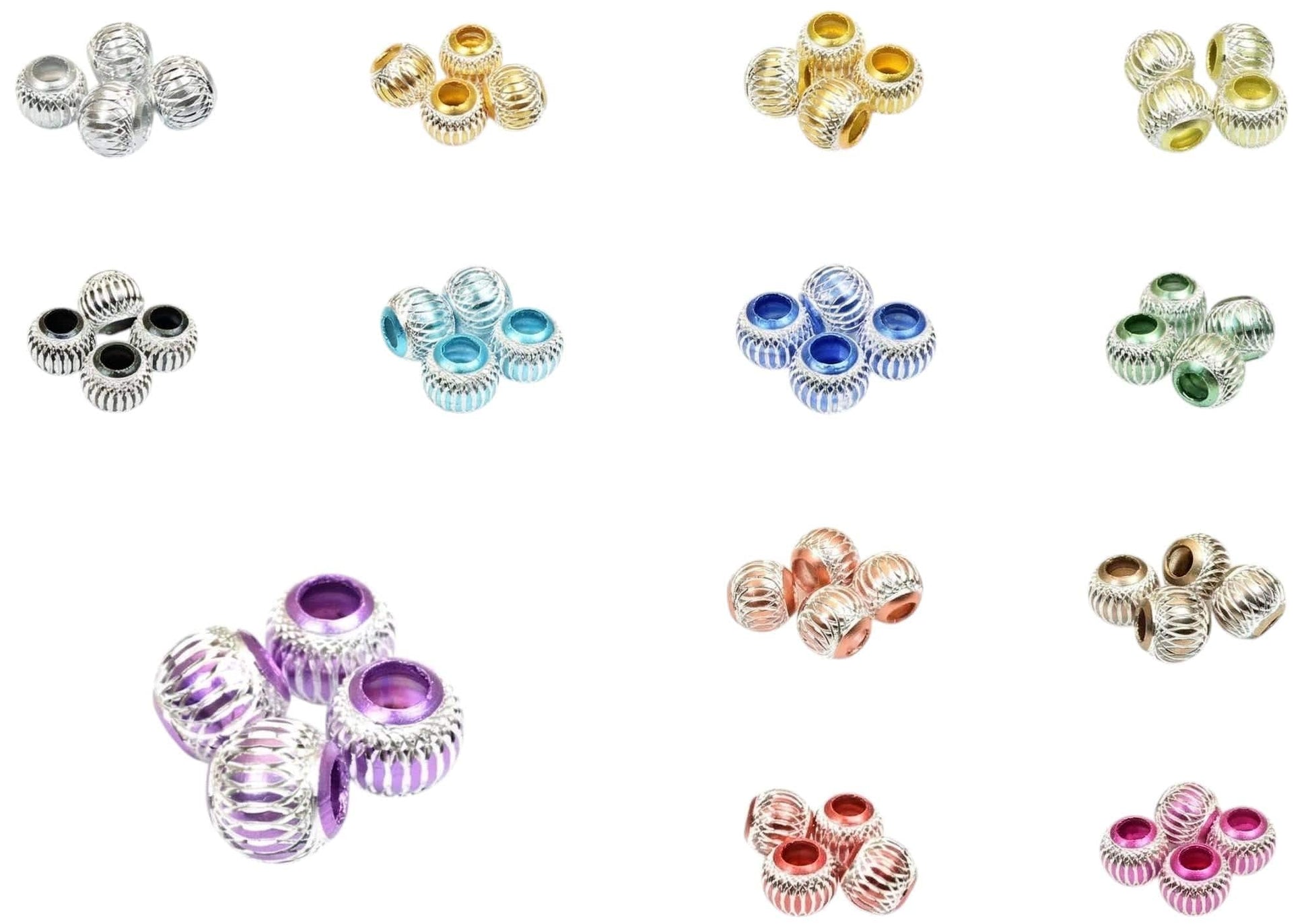 European Large Hole Beads: Mixed Sizes Aluminum Round Spacers - Jewelry Craft Supplies, Big Hole Fit Charms