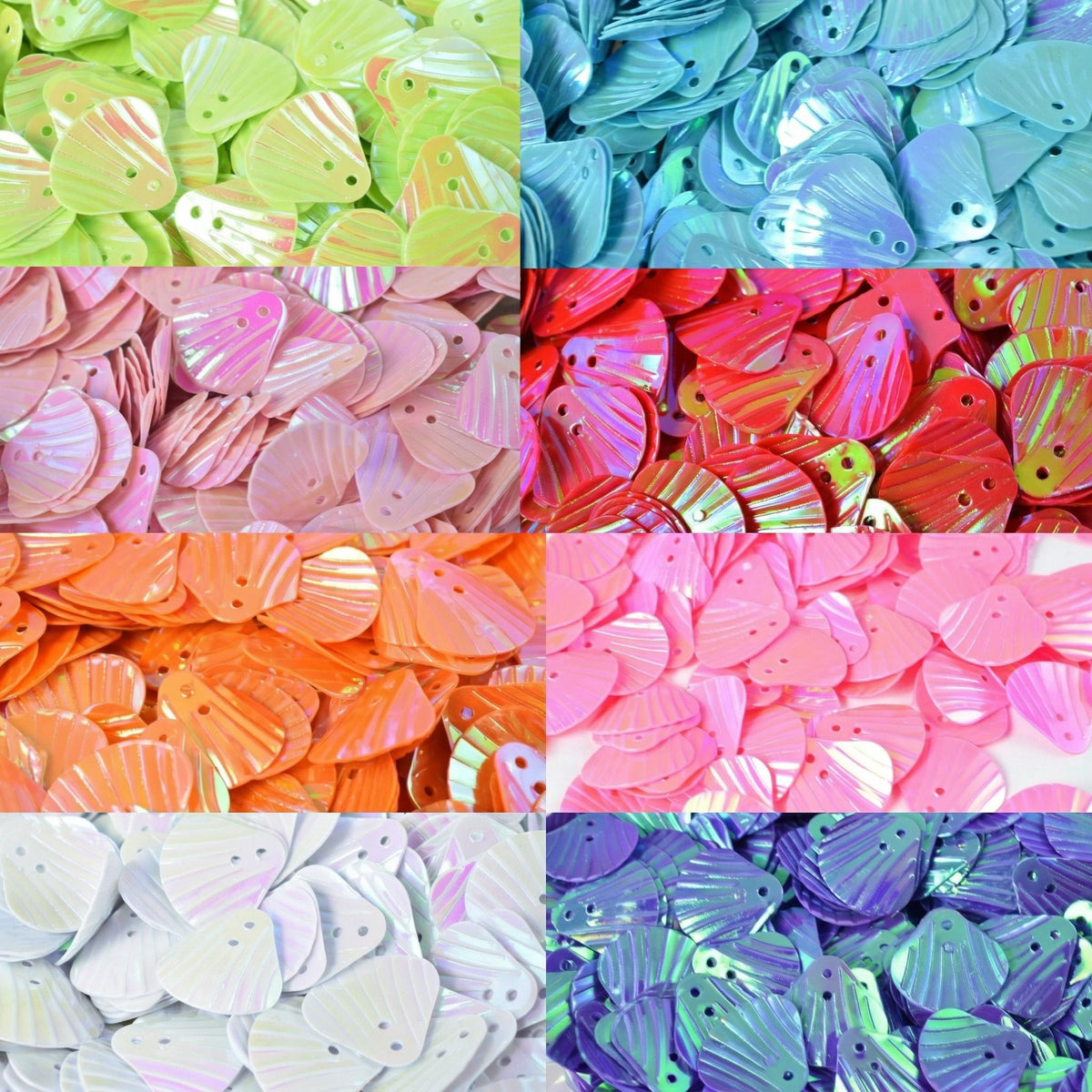 Seashell Shape Iridescent Sequins: Multi Color Paillettes for Crafts (12mm)