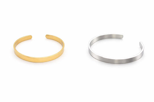 Gold Stainless Steel Bracelet Cuff: Adjustable Minimalist Design, Polished Luxury Finish | 6mm Width, Durable, Comfortable Fit