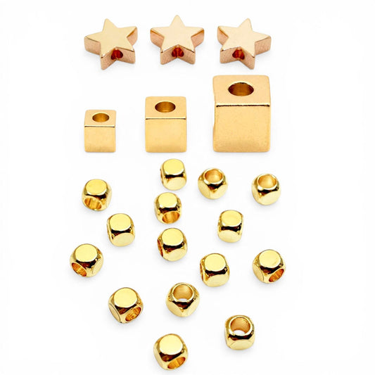 Gold Filled Alternative Cube Star Beads: Tarnish Resistant Base Jewelry Findings