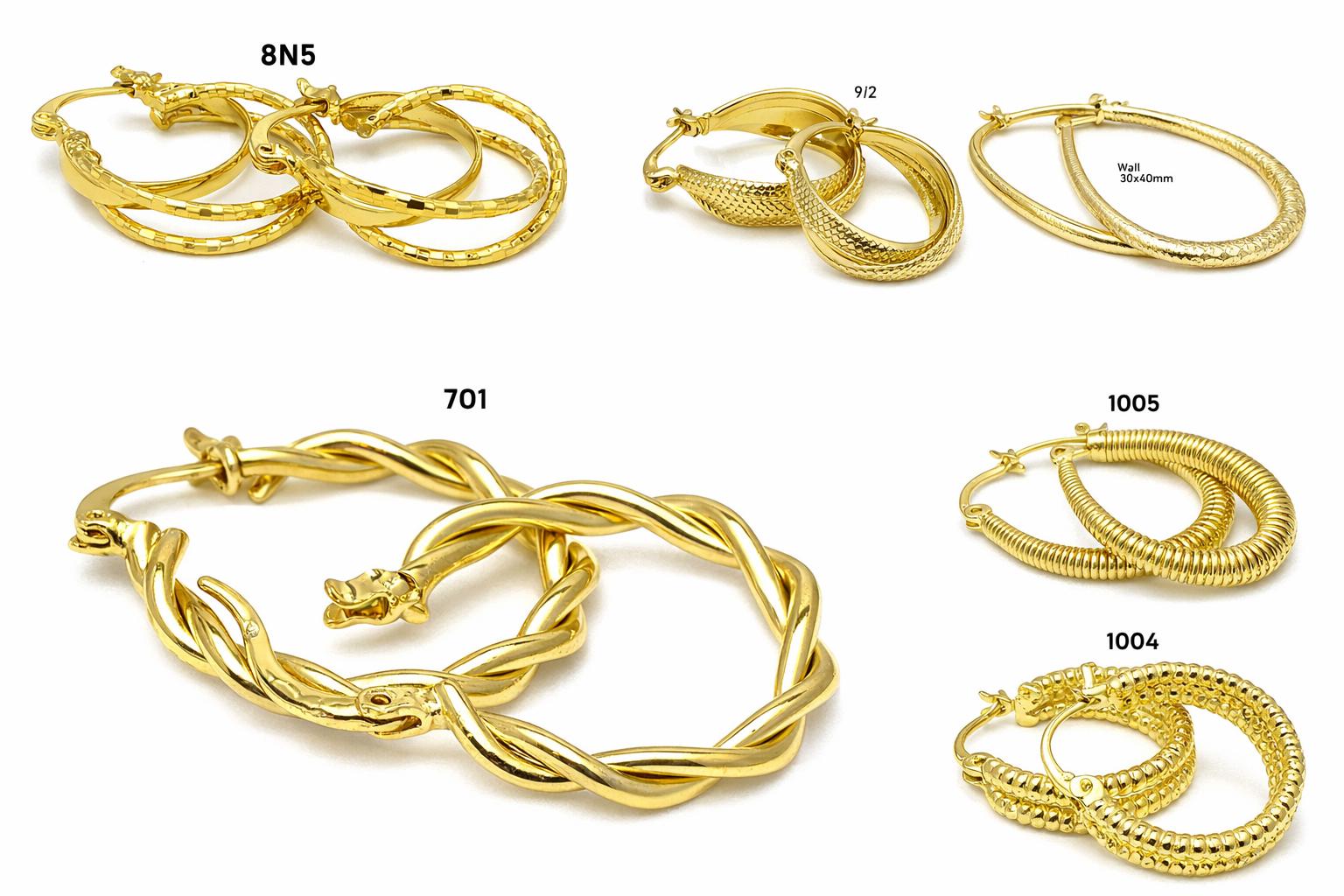 Gold Filled Alternative Twisted Hoop Earrings: Diamond Cut Pattern, Jewelry Making Supplies
