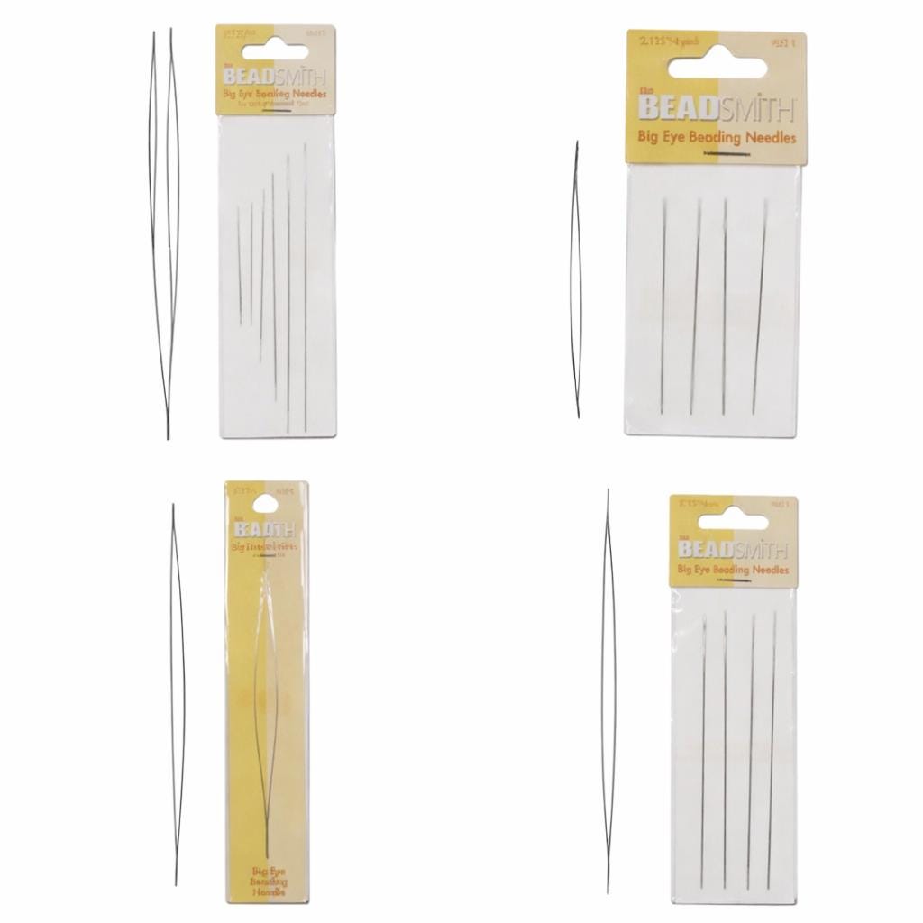 Big Eye Beading Needles Jewelry Making Tools, Large Soldered Eye (2.125" & 5", Assorted Packs, Steel)