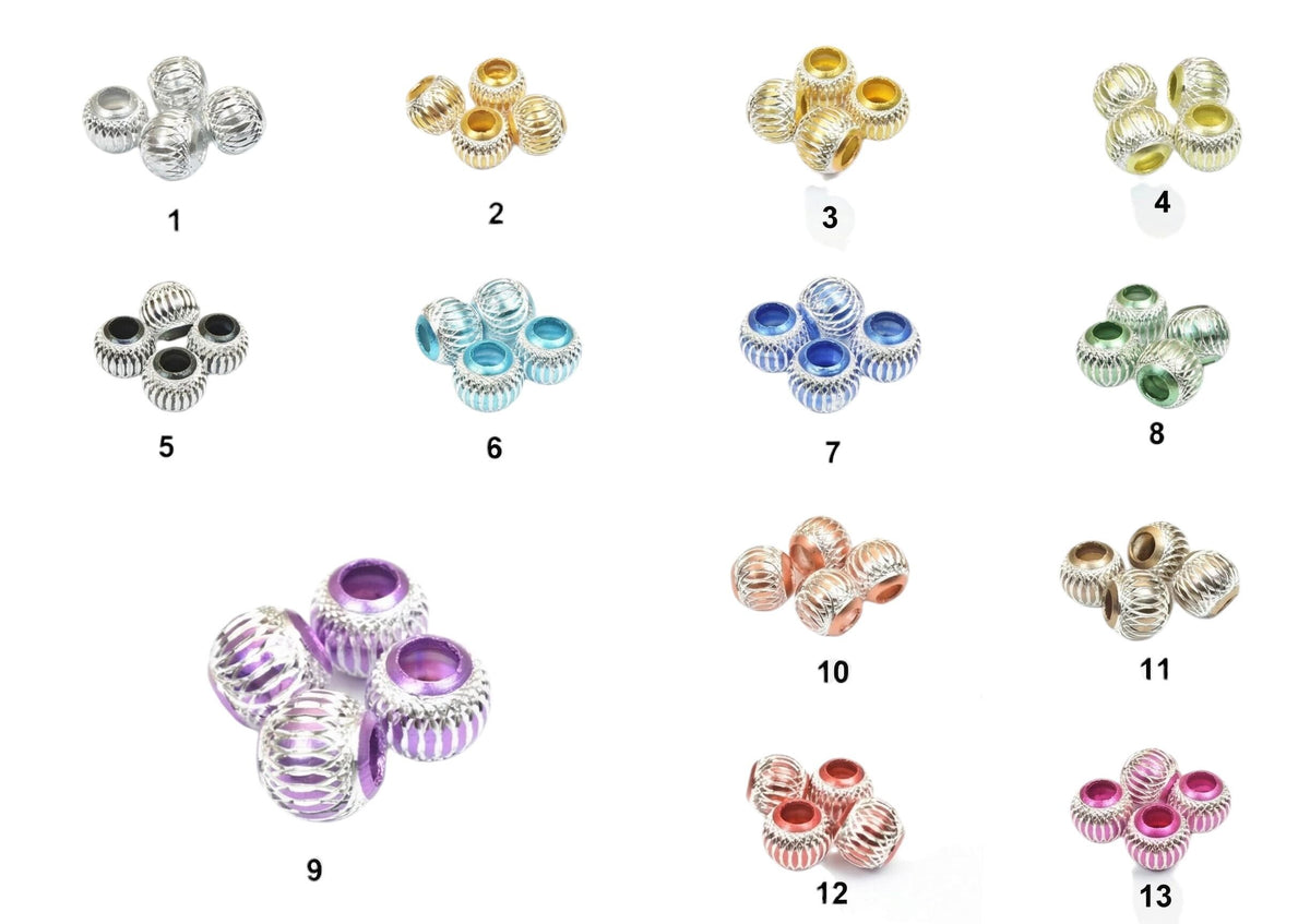 European Large Hole Beads: Mixed Sizes Aluminum Round Spacers - Jewelry Craft Supplies, Big Hole Fit Charms