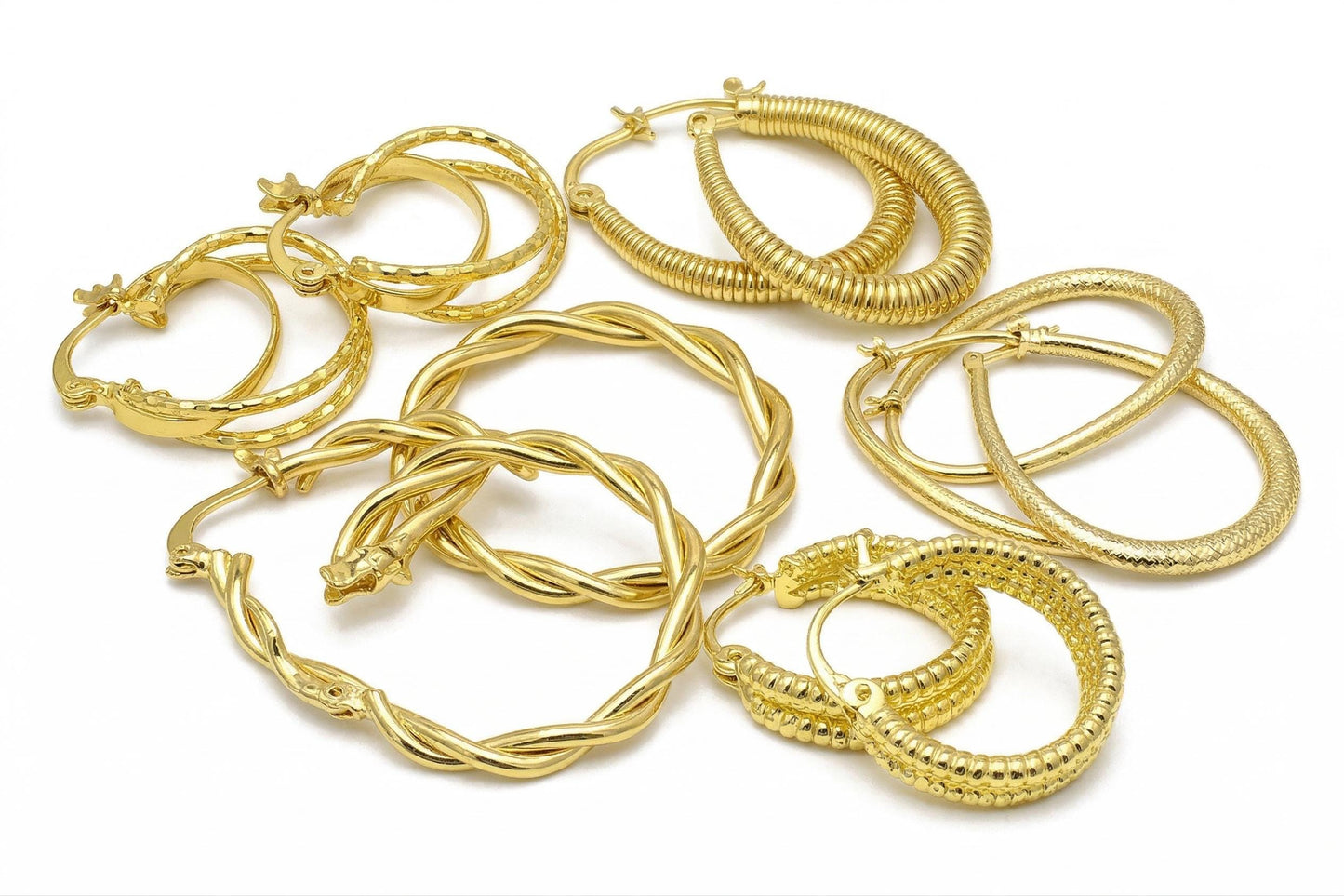 Gold Filled Alternative Twisted Hoop Earrings: Diamond Cut Pattern, Jewelry Making Supplies