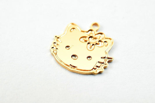 6 PCs Dainty Thin 18K Pinky as Gold Filled tarnish resistant Kitty Cat Charm Pendant Size 10x10mm Thickness 0.5mm For Jewelry Making DGF09