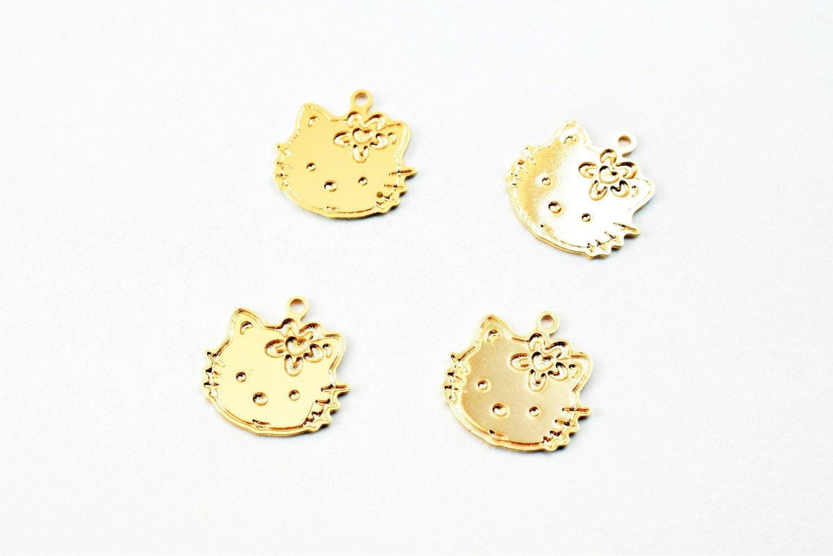 6 PCs Dainty Thin 18K Pinky as Gold Filled tarnish resistant Kitty Cat Charm Pendant Size 10x10mm Thickness 0.5mm For Jewelry Making DGF09
