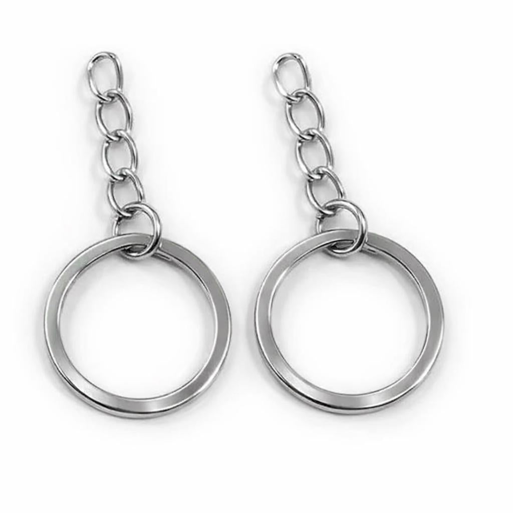 Stainless Steel Hook Key Chain Extension - Double Round Ring 20mm, 2mm Thick Durable Metal, Jewelry Findings, Craft Supplies Bulk Pack