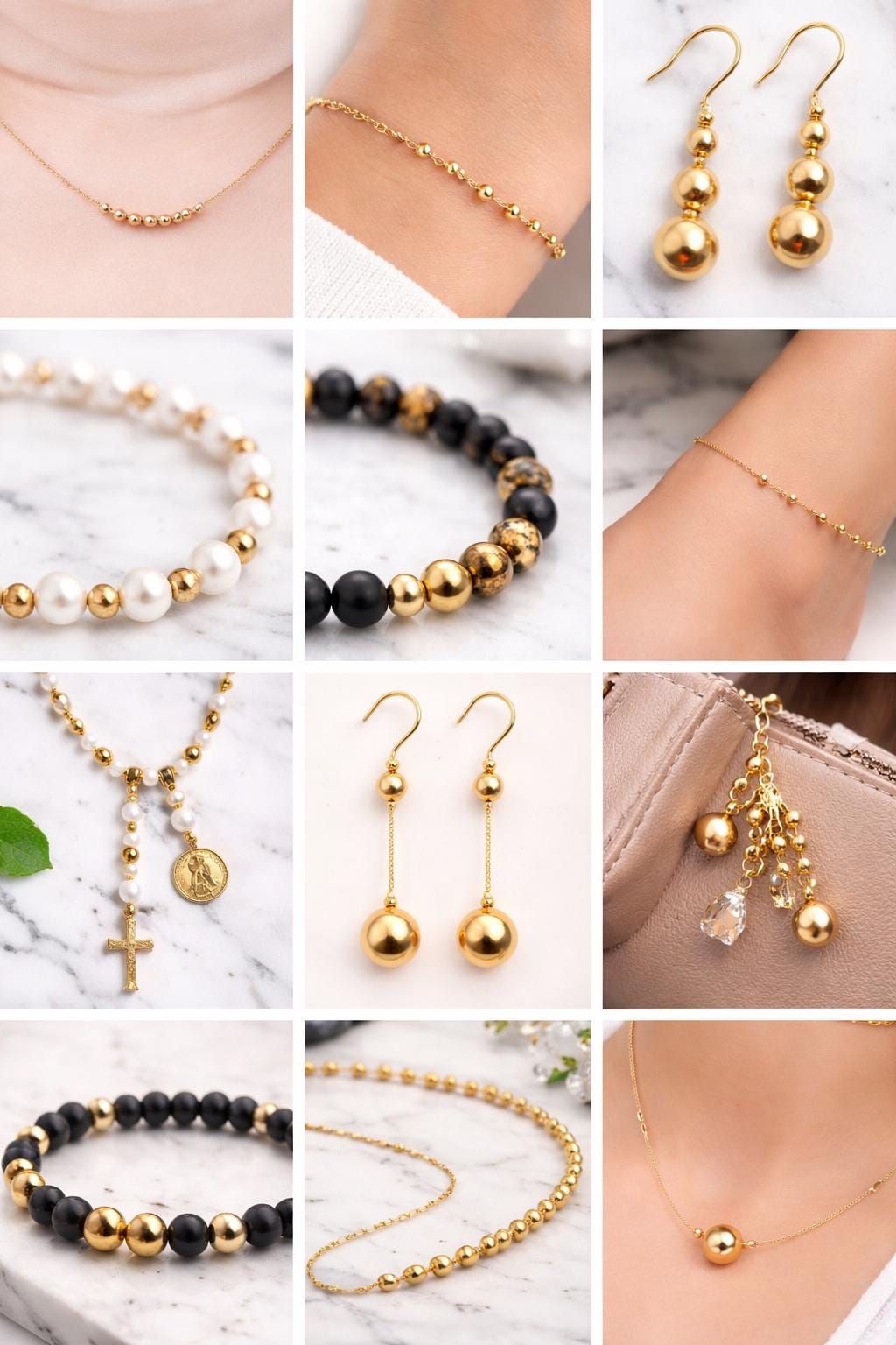 Gold Tone Beads - Seamless Spacer Beads - Gold-Plated Stainless Steel, Mixed Sizes 3-12mm, Durable Craft Supplies, Jewelry Making