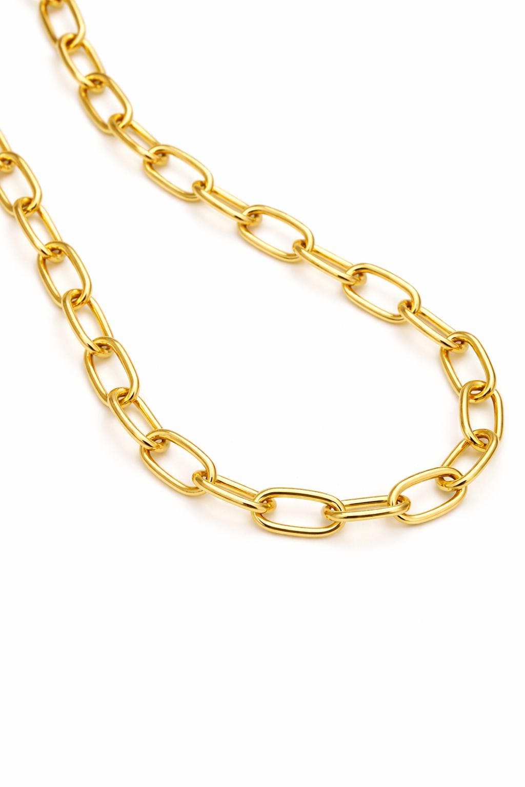 Gold Paperclip Chain Jewelry Supply, Long Rectangular Links (Stainless Steel, Shiny Gold Finish, 17x8mm Size)