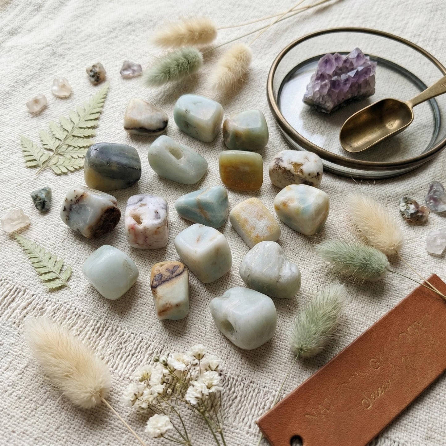 1 LB Amazonite Tumbled Stones – Natural, Polished Healing Stone, Heart, Throat Chakra Crystal, Calming for Meditation Reiki 35-40 PCs/LB