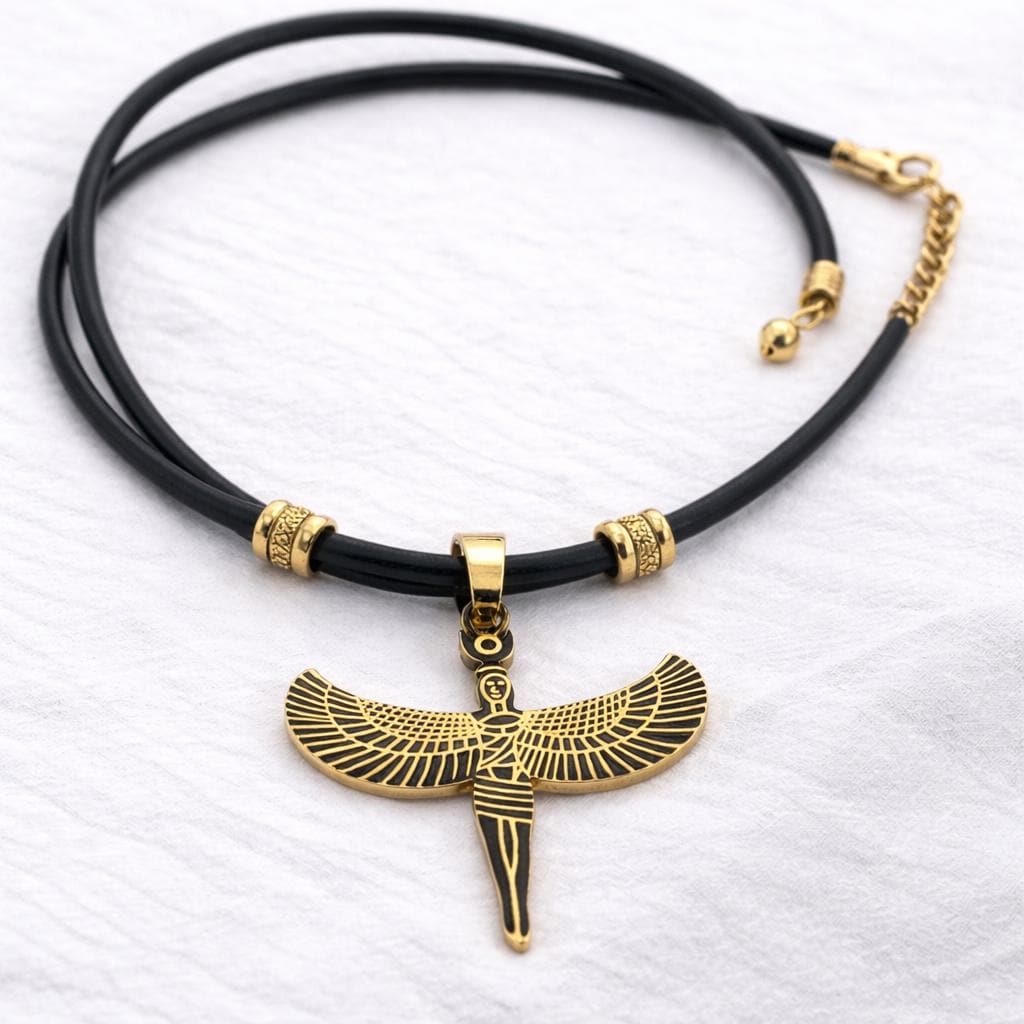 Egyptian Isis Winged Pendant Charm, Protection Amulet (Gold or Silver Tone, Durable Stainless Steel, Smooth Edges, DIY Jewelry Supply)