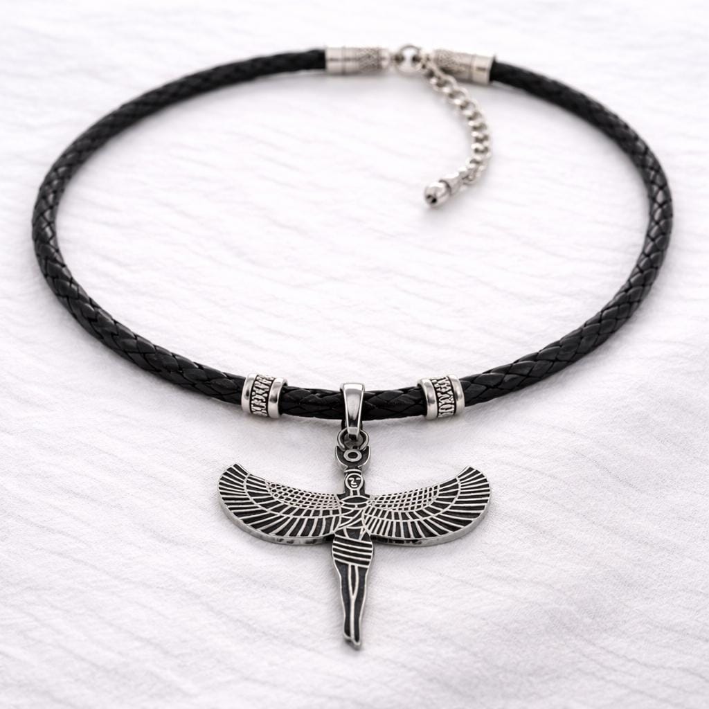 Egyptian Isis Winged Pendant Charm, Protection Amulet (Gold or Silver Tone, Durable Stainless Steel, Smooth Edges, DIY Jewelry Supply)