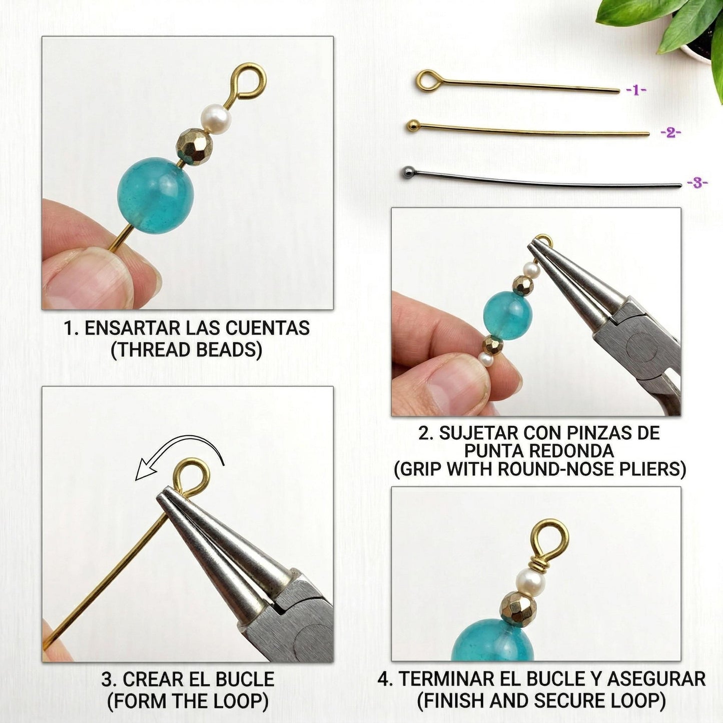 Stainless Steel Gold Plated Pins And Eye Pins: Ball End & Loop Wire, Tarnish Resistant | 100 Pieces, 1.5 Inch Length, Jewelry Making Set