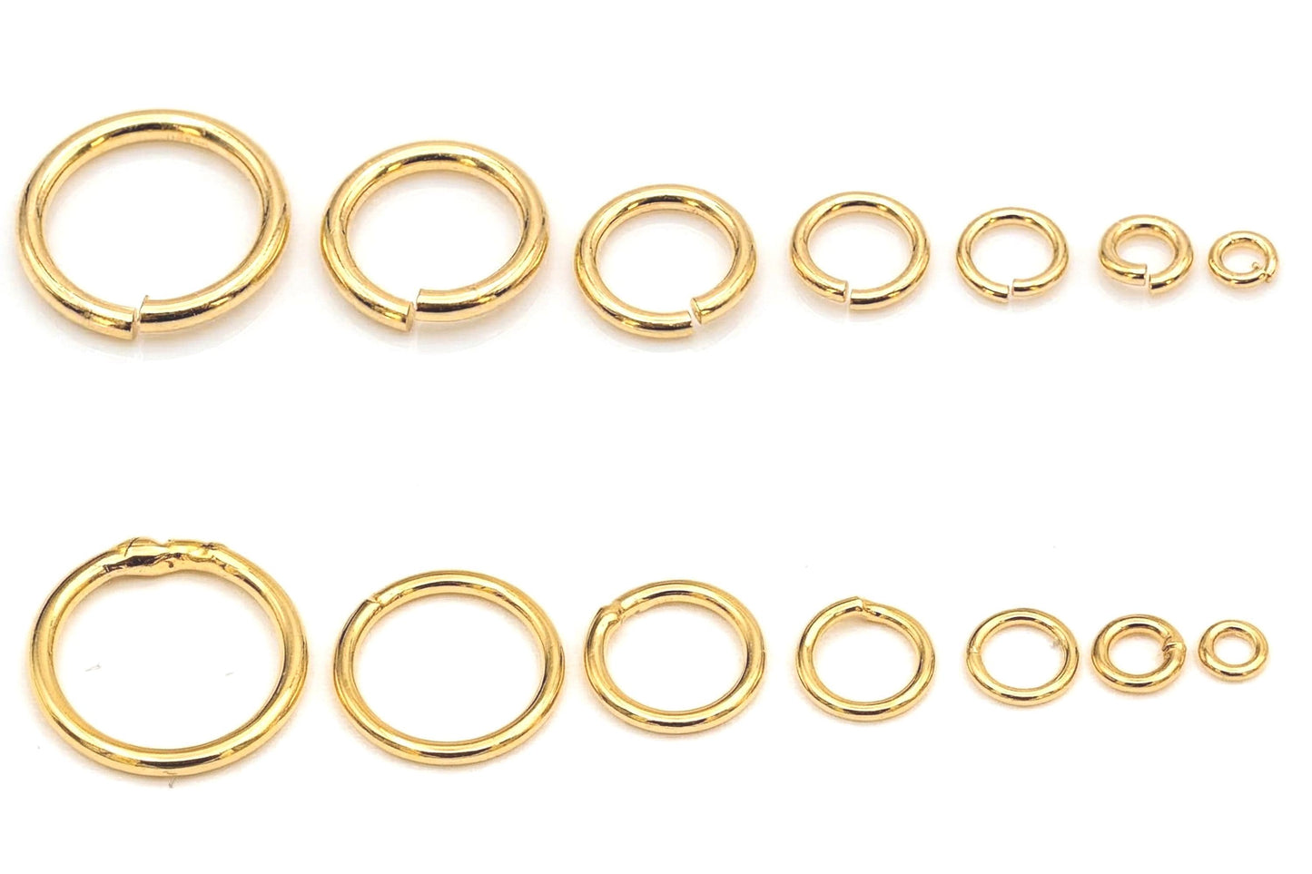 Gold Filled Alternative Jump Rings Open Closed Rings Set, Tarnish-Resistant Premium Finish (2mm-12mm Sizes, Smooth Edges)