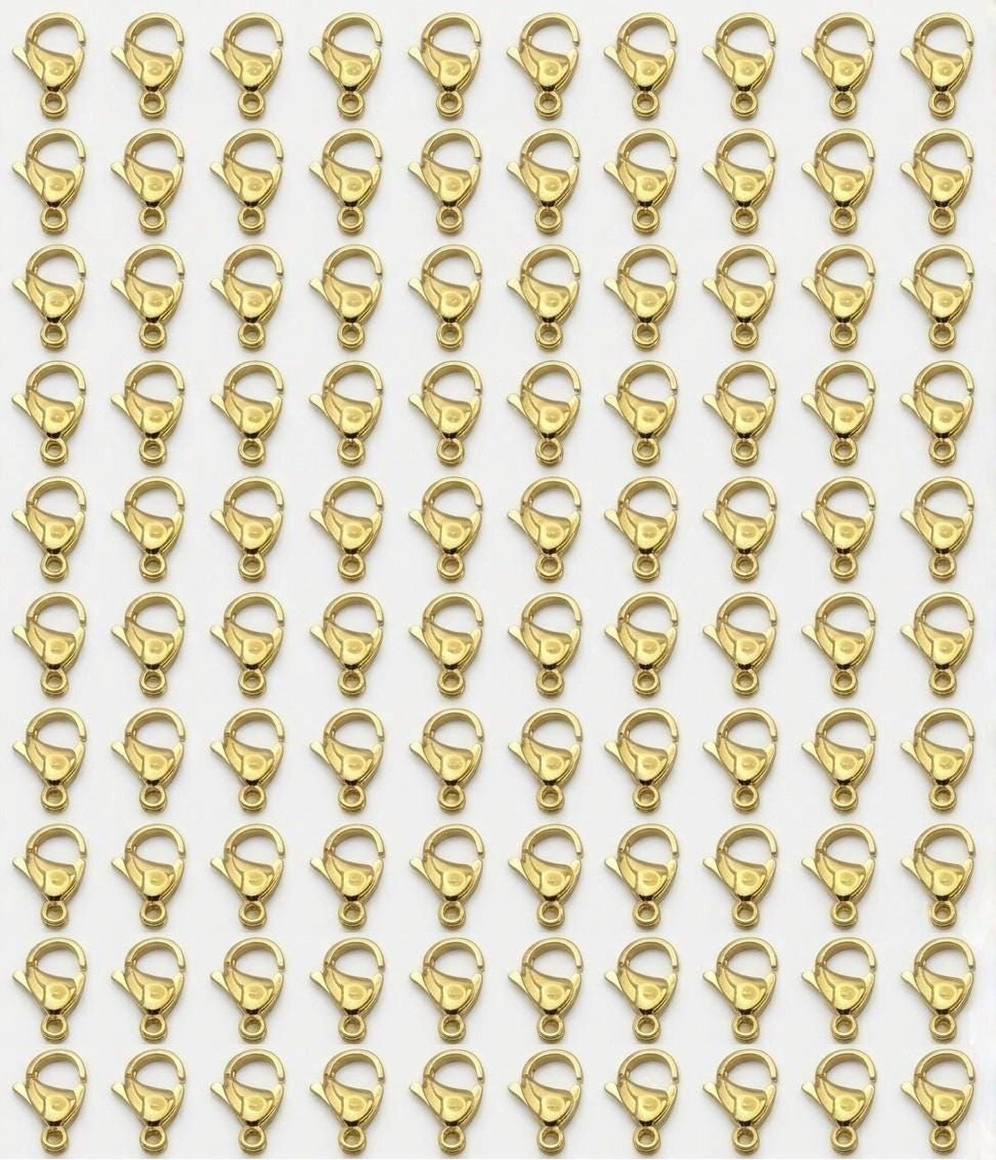 a grid of small gold-colored metal clasp hooks arranged in a repeating pattern.
