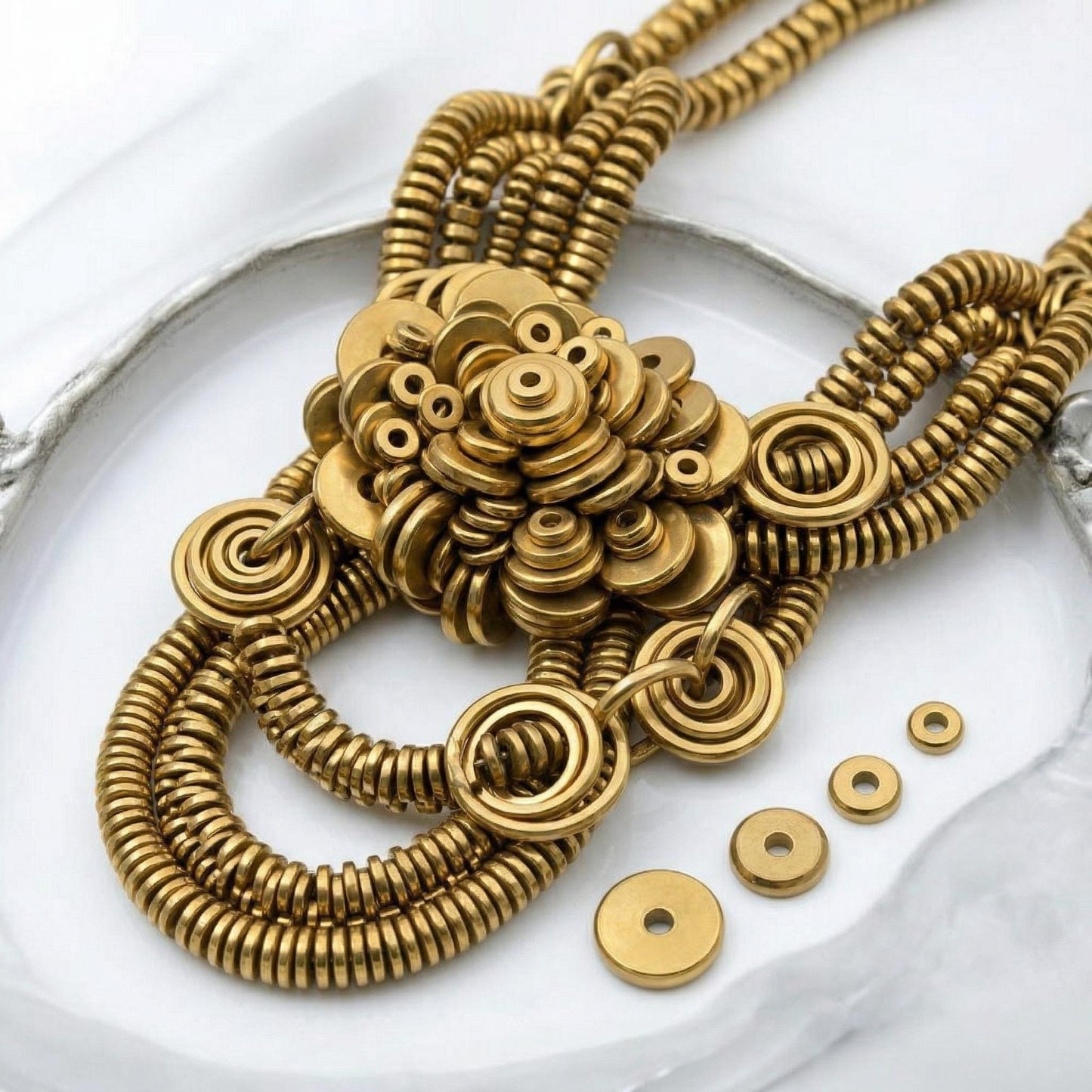 Steel Plain Roundel Beads - Gold Plated Seamless Spacers - 4mm to 10mm Sizes, Polished Stainless Steel, Jewelry Repair