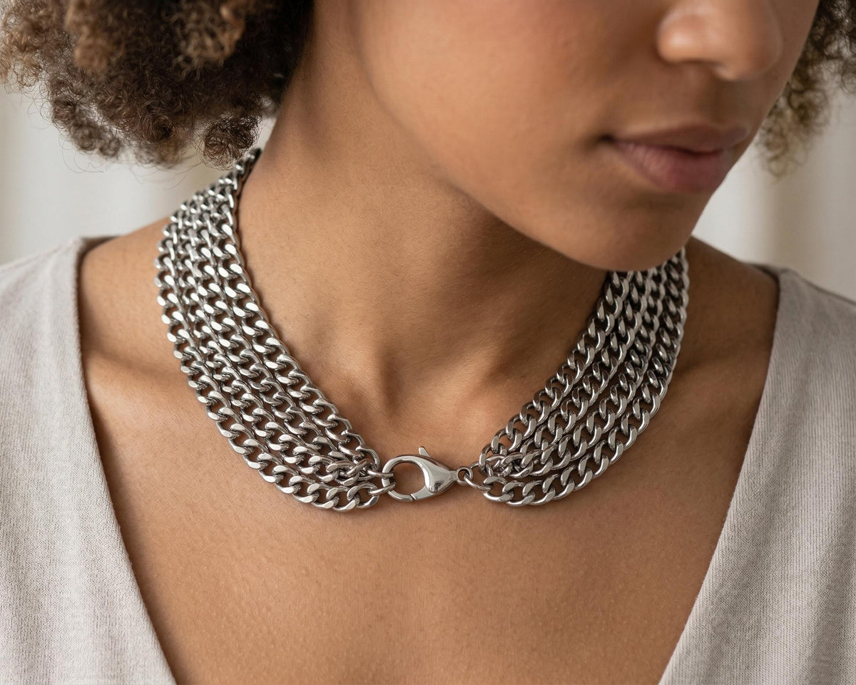 Rollo Cable Curb Chain Collection: Saturn Cuban & Diamond Cut Styles (Stainless Steel, Secure Fit, Multiple Sizes)