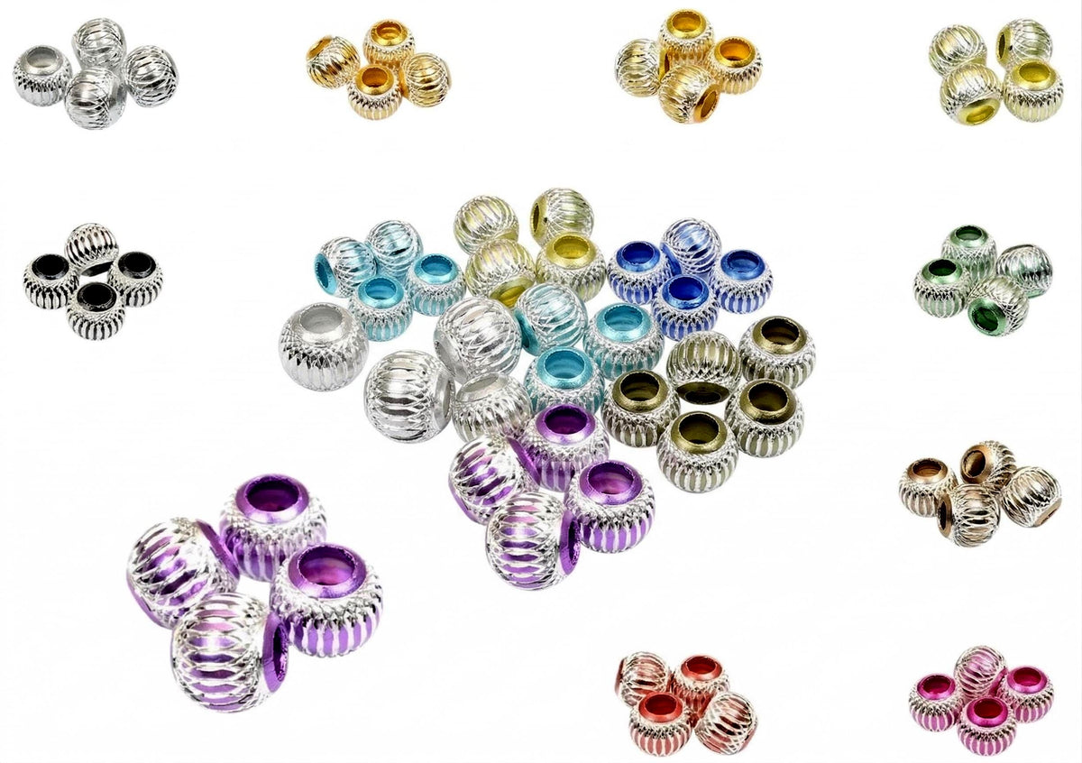 European Large Hole Beads: Mixed Sizes Aluminum Round Spacers - Jewelry Craft Supplies, Big Hole Fit Charms
