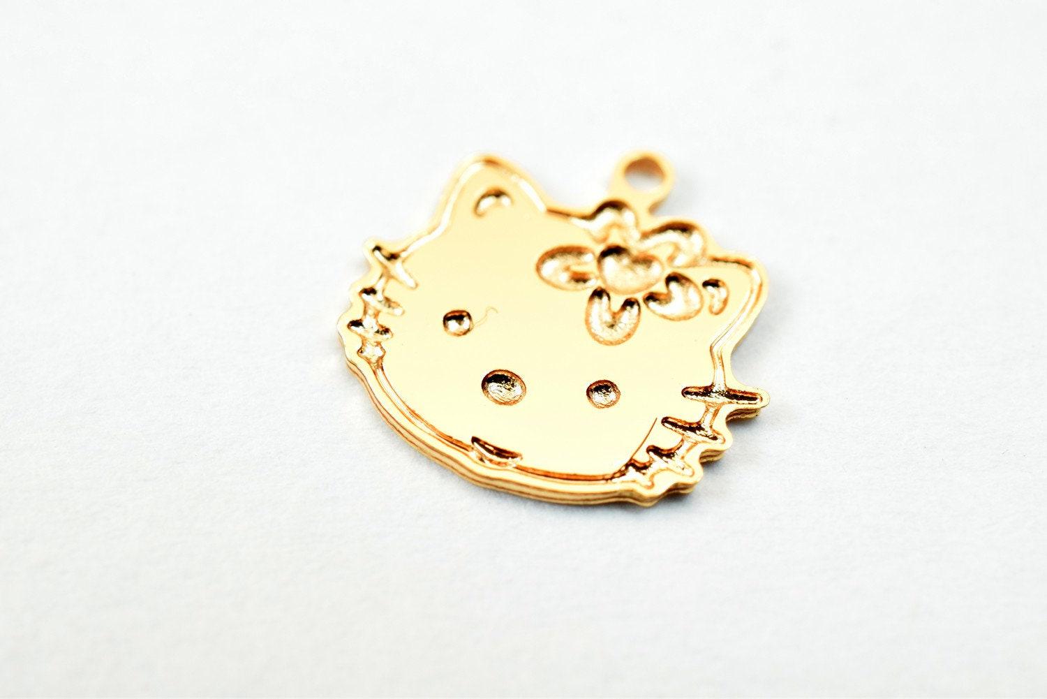 6 PCs Dainty Thin 18K Pinky as Gold Filled tarnish resistant Kitty Cat Charm Pendant Size 10x10mm Thickness 0.5mm For Jewelry Making DGF09