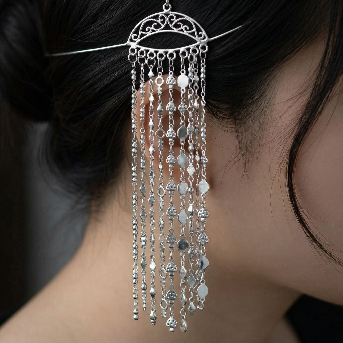 Chain For Jewelry Stainless Steel Links, Mushroom Circle Diamond Styles (3mm-6mm, Silver Tone, 3ft Roll)