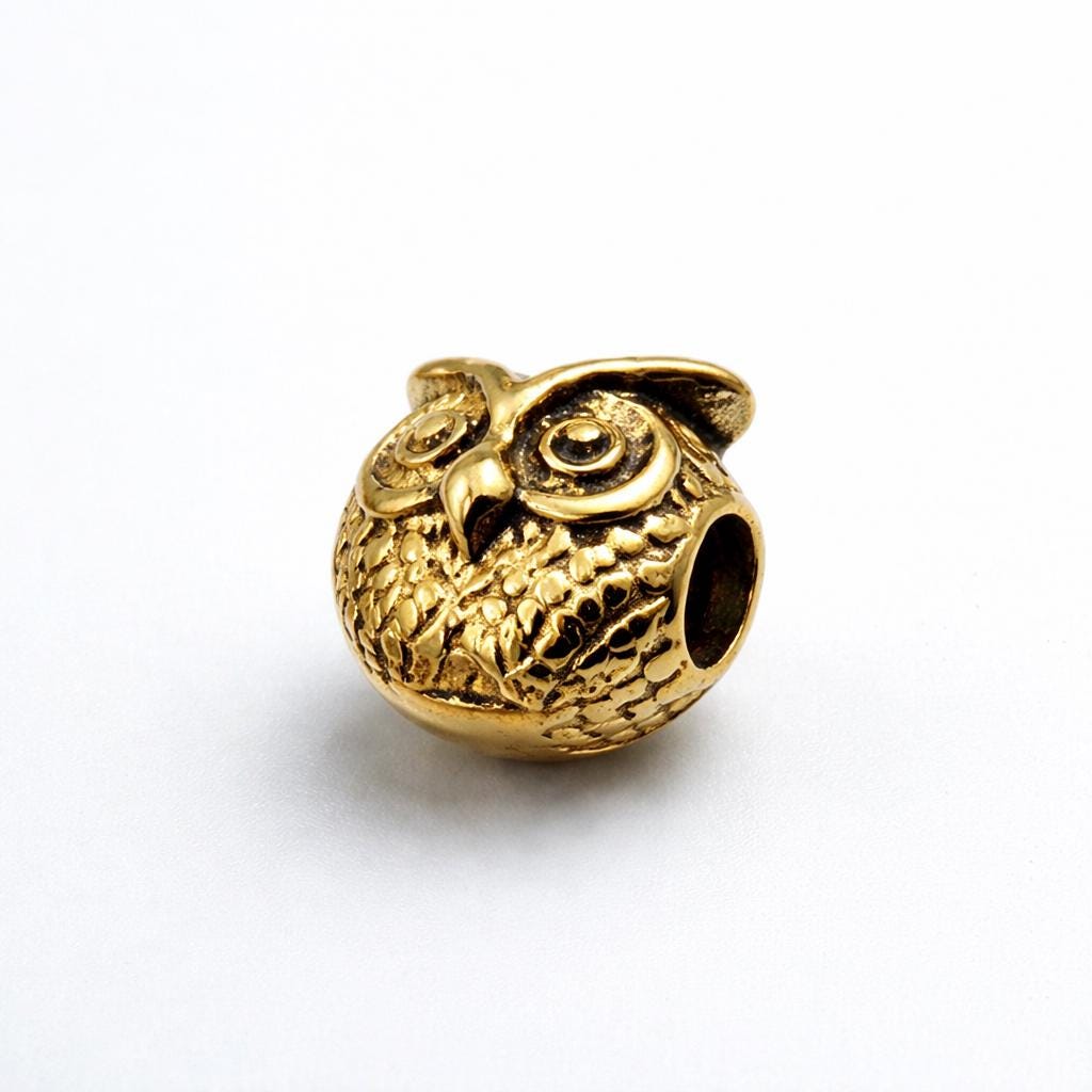 Steel Bead Owl Lion Iron Man: Gold Silver Gunmetal Charms, Stainless Steel, Durable Metal Beads | Unisex Set, 3 Pieces