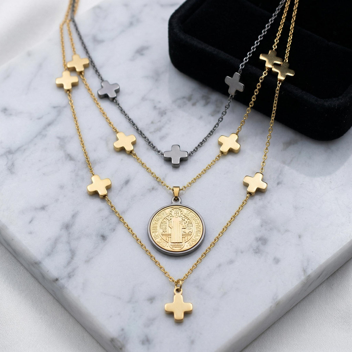 Gold Silver Cross Flat Spacer Beads: Polished Stainless Steel, 8x10mm, Durable Metal Findings | DIY Jewelry, Bracelet Components