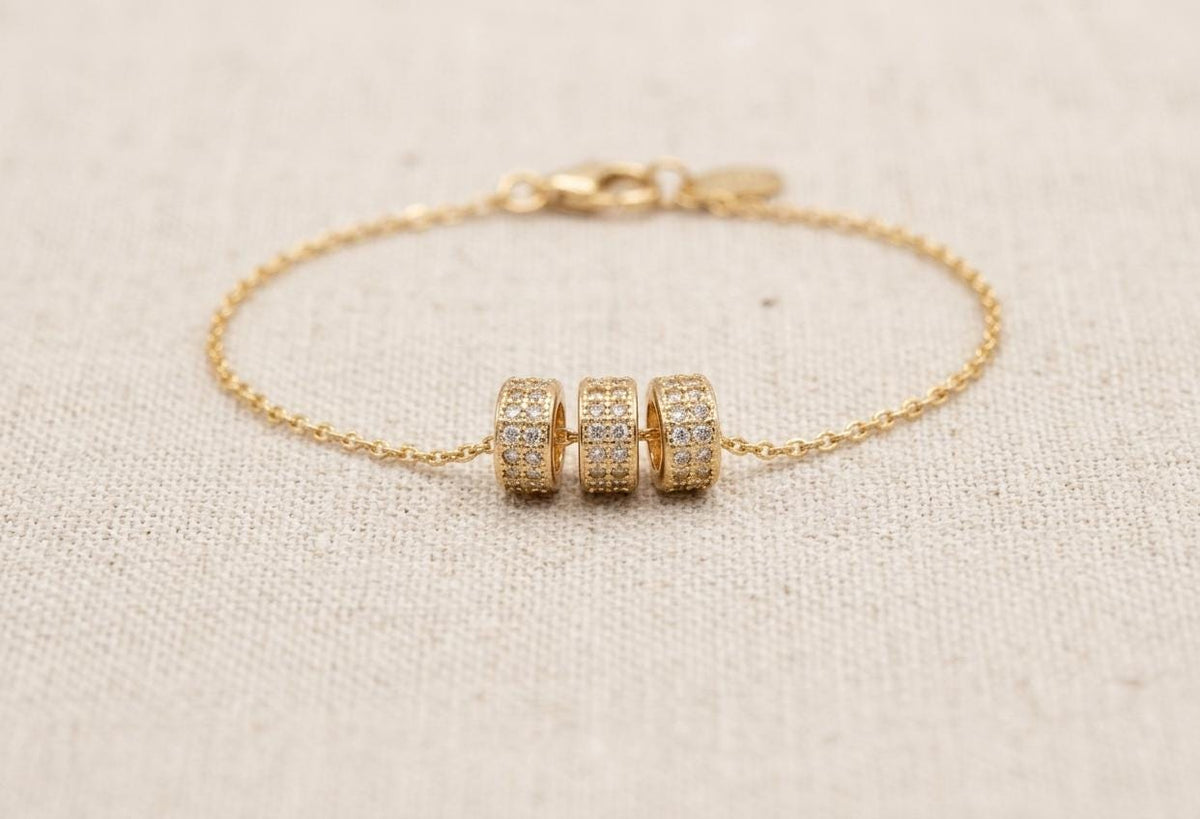 Gold Filled Alternative Micro Pave Beads: 8mm Roundel CZ Cubic Zirconia, Clear Stones Durable Finish | Jewelry Making Parts