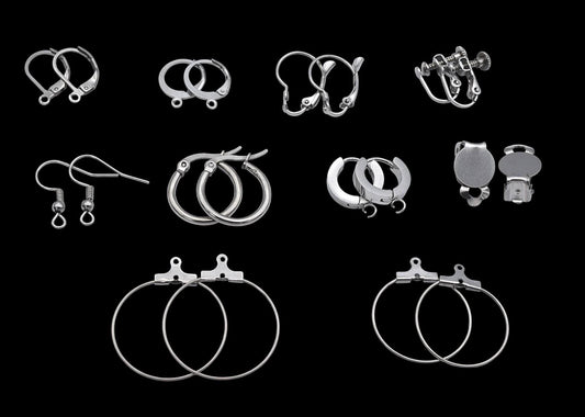 Lever Back Hooks Earring Findings Set, Stainless Steel, Hypoallergenic (Silver Tone, Multiple Styles, DIY Jewelry Makers)
