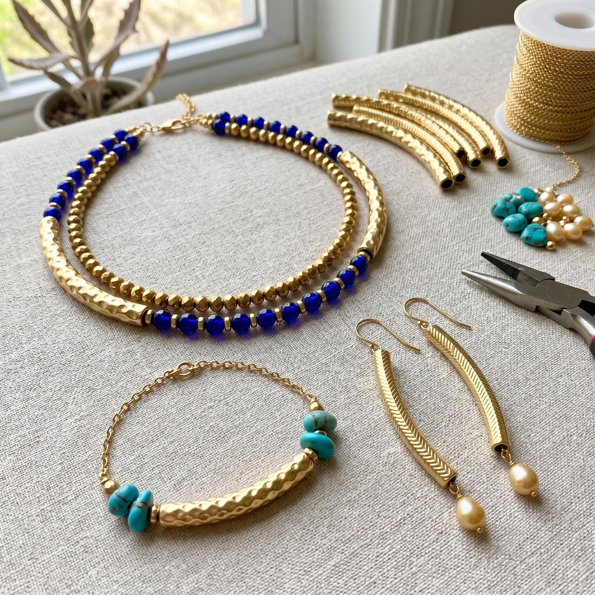 Gold Curved Tube Spacer Beads - Textured Gold-Plated Stainless Steel, Arched Design, Lightweight Durable | Jewelry Making Essentials