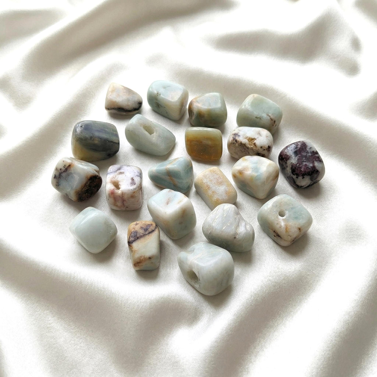 1 LB Amazonite Tumbled Stones – Natural, Polished Healing Stone, Heart, Throat Chakra Crystal, Calming for Meditation Reiki 35-40 PCs/LB