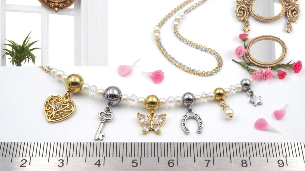 Large Hole Charm Beads with Loop Bail: Gold and Silver Stainless Steel, Mirror Polished Finish (12 or 20 Pcs, Hypoallergenic Jewelry)