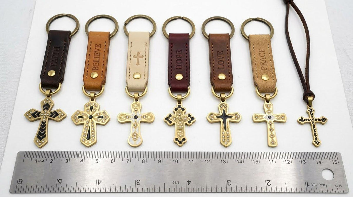 Gold Tone Cross Pendants - Christian Necklace Charms - Black Enamel, CZ Sparkle, Stainless Steel, Baptism Gift Idea