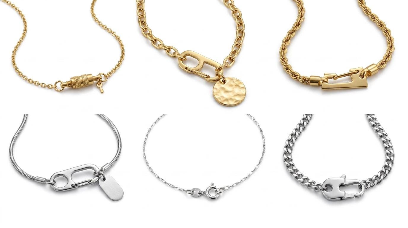 Gold/Silver Stainless Steel Lobster Clasps, Snap Hooks, Carabiner, Jewelry Findings Connectors-DIY Necklaces, Bracelets, Keychains 3 PCs/PK