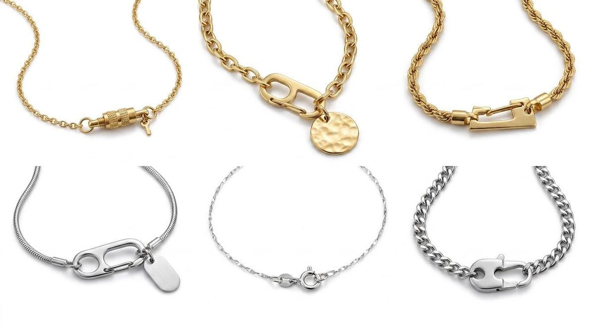 Gold/Silver Stainless Steel Lobster Clasps, Snap Hooks, Carabiner, Jewelry Findings Connectors-DIY Necklaces, Bracelets, Keychains 3 PCs/PK