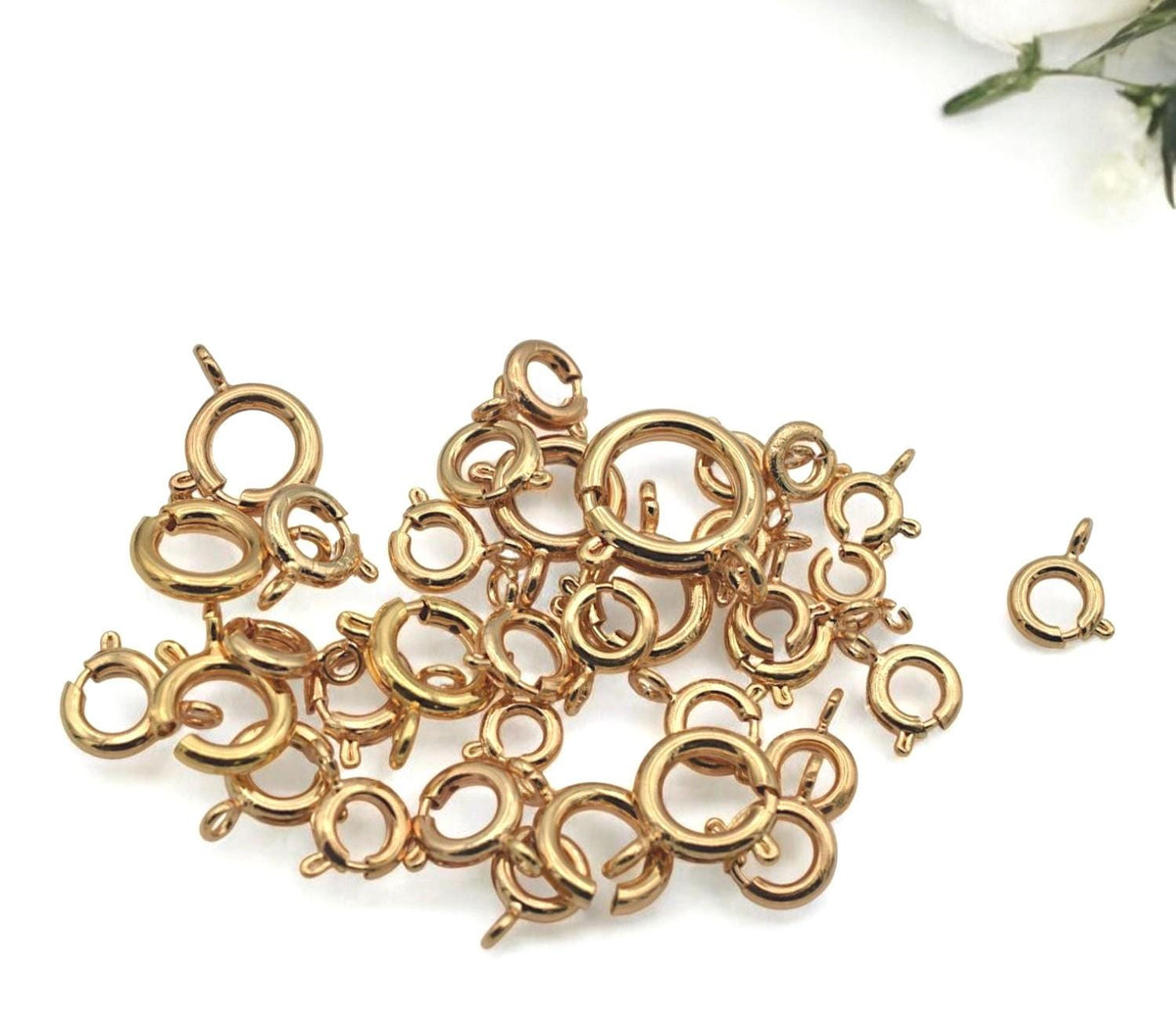 18K Gold Filled Alternative Spring Ring Clasp Round 5–12mm, Tarnish-Resistant Closures for Necklaces & Bracelets, Jewelry Findings