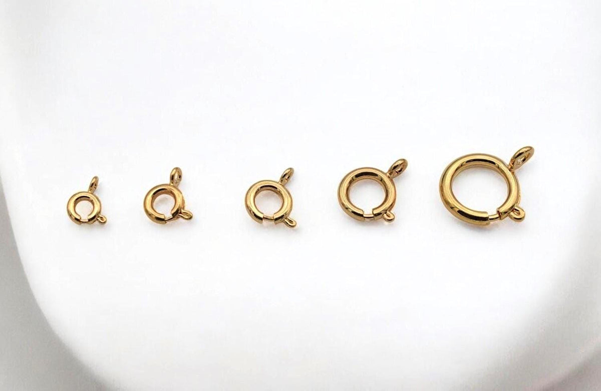 18K Gold Filled Alternative Spring Ring Clasp Round 5–12mm, Tarnish-Resistant Closures for Necklaces & Bracelets, Jewelry Findings